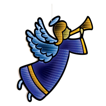 17" Blue And Yellow Acrylic Angel Christmas Tabletop Sign with LED