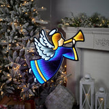 17" Blue And Yellow Acrylic Angel Christmas Tabletop Sign with LED