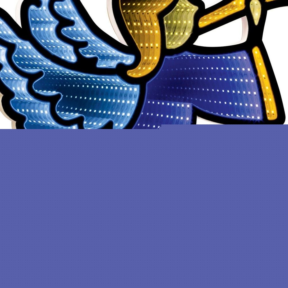 17" Blue And Yellow Acrylic Angel Christmas Tabletop Sign with LED