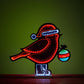 16" Red White And Green Acrylic Bird Christmas Tabletop Sign with LED