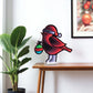 16" Red White And Green Acrylic Bird Christmas Tabletop Sign with LED