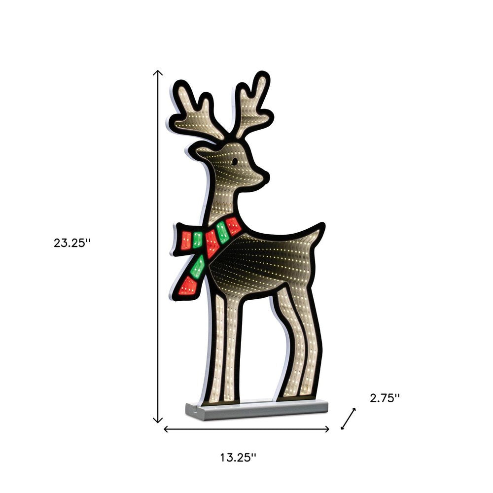 23" White And Red Acrylic Deer Christmas Tabletop Sign with LED