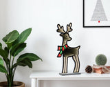 23" White And Red Acrylic Deer Christmas Tabletop Sign with LED
