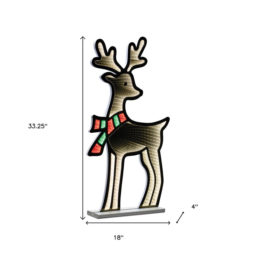 33" White And Green Acrylic Deer Christmas Tabletop Sign with LED