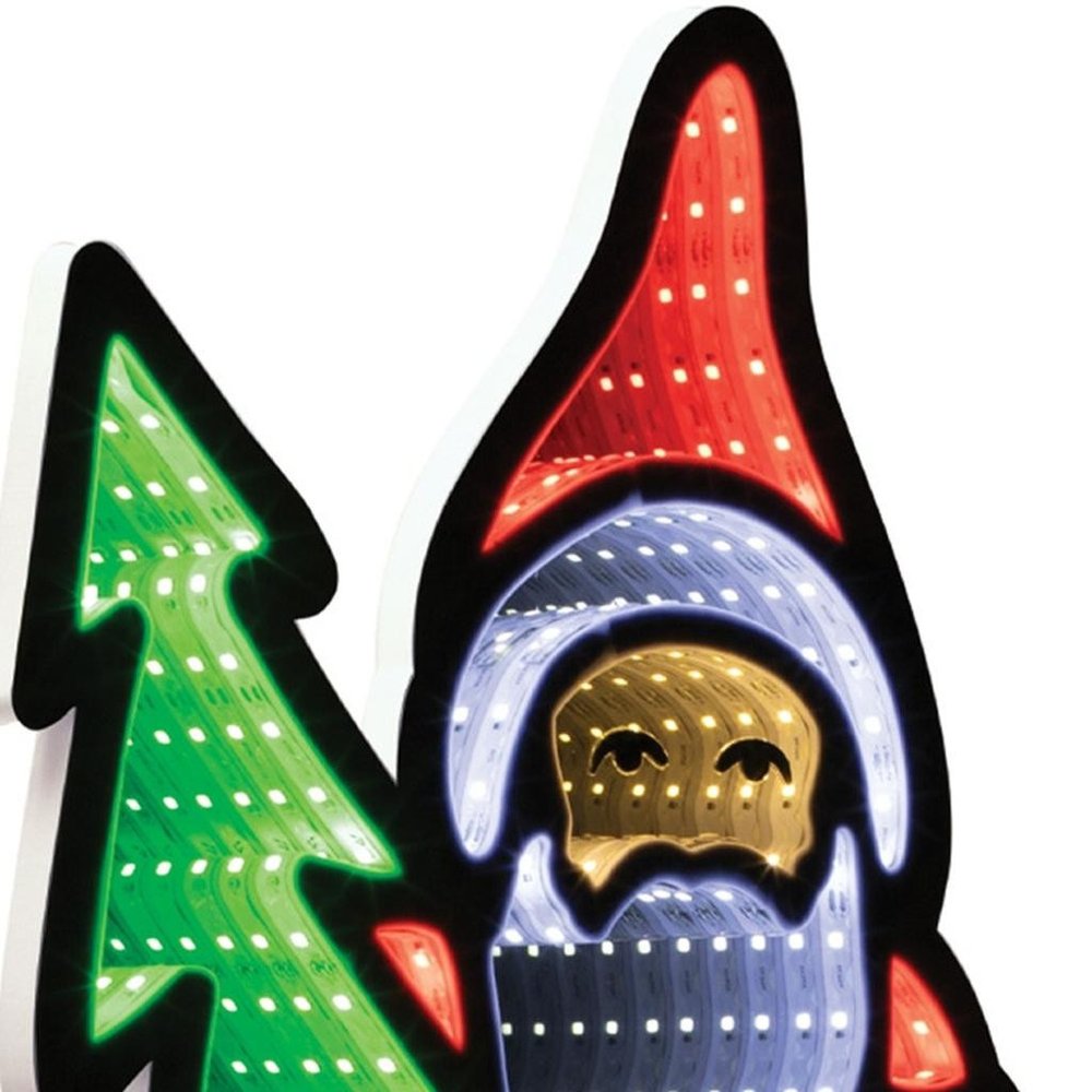 25" Red White And Green Acrylic Christmas Santa Tabletop Sign with LED