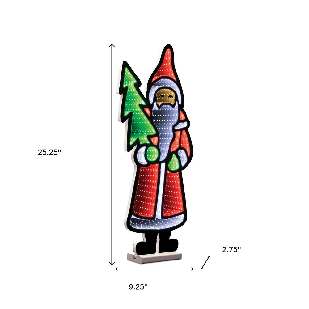 25" Red White And Green Acrylic Christmas Santa Tabletop Sign with LED