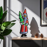 25" Red White And Green Acrylic Christmas Santa Tabletop Sign with LED