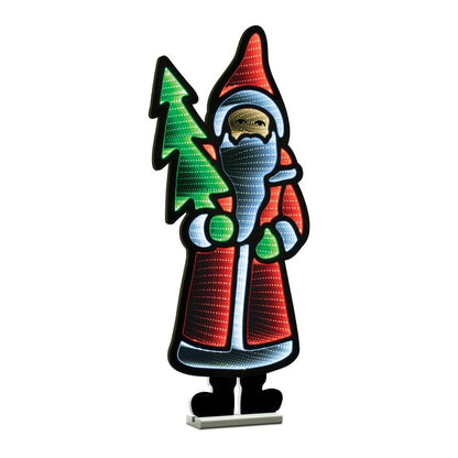 34" Red White And Green Acrylic Christmas Santa Tabletop Sign with LED