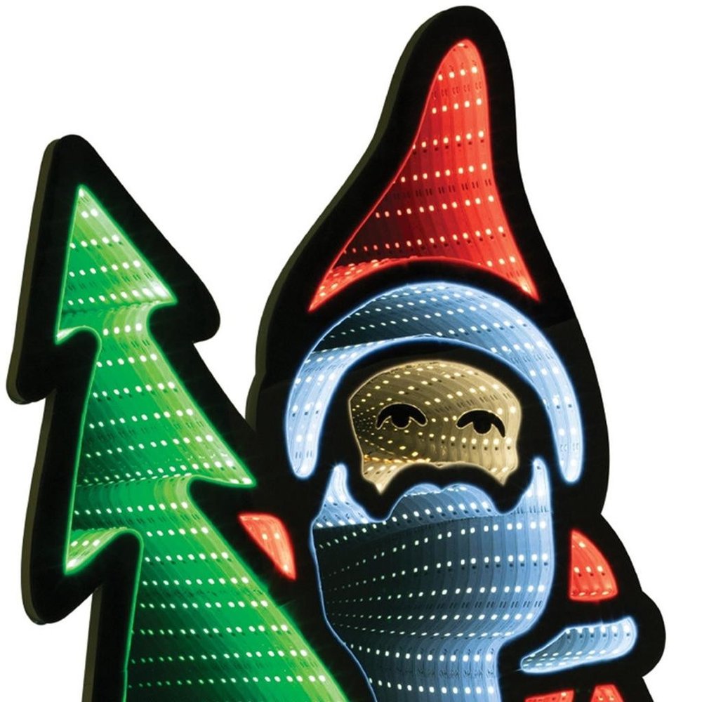 34" Red White And Green Acrylic Christmas Santa Tabletop Sign with LED