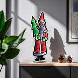 34" Red White And Green Acrylic Christmas Santa Tabletop Sign with LED