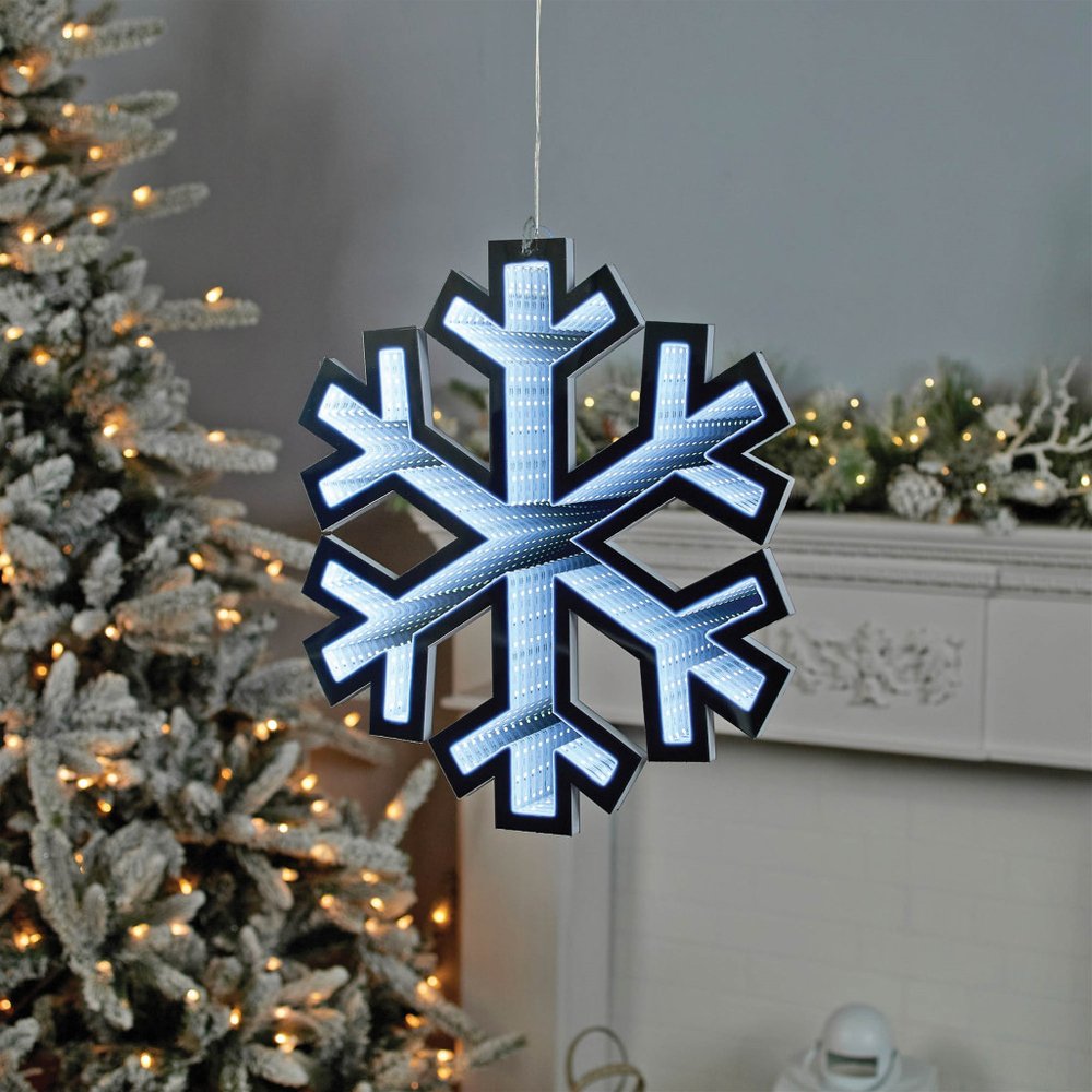 16" White Acrylic Christmas Snowflakes Tabletop Sign with LED