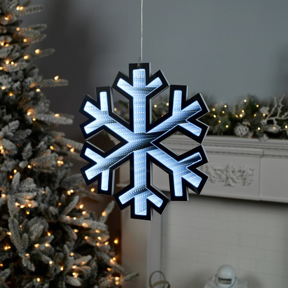 16" White Acrylic Christmas Snowflakes Tabletop Sign with LED