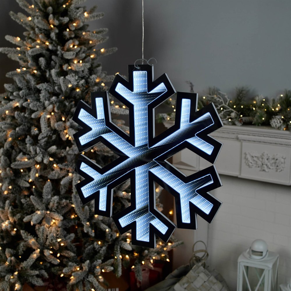 24" White Acrylic Christmas Snowflakes Tabletop Sign with LED