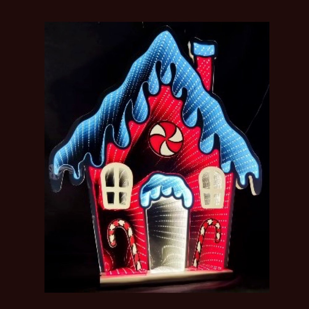 26" Red And White Acrylic House Christmas Tabletop Sign with LED