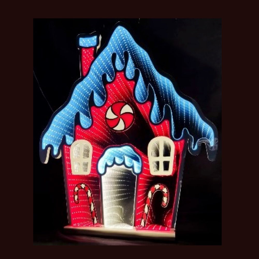 26" Red And White Acrylic House Christmas Tabletop Sign with LED