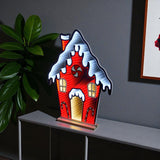 26" Red And White Acrylic House Christmas Tabletop Sign with LED