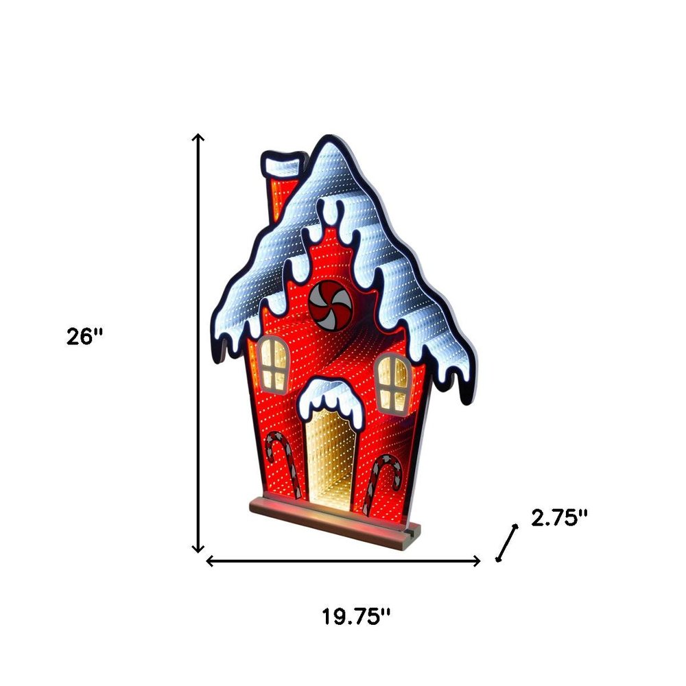 26" Red And White Acrylic House Christmas Tabletop Sign with LED