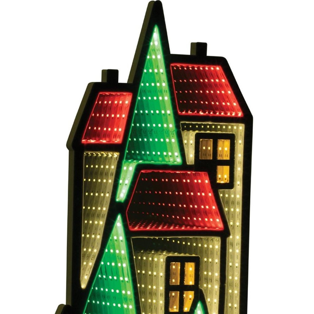 28" Green Red And White Acrylic House Tabletop Sign with LED