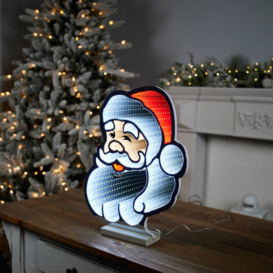 16" Red And White Acrylic Christmas Santa Tabletop Sign with LED