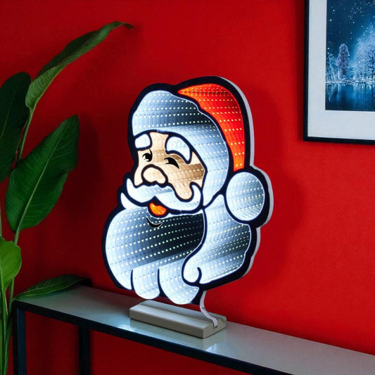 16" Red And White Acrylic Christmas Santa Tabletop Sign with LED