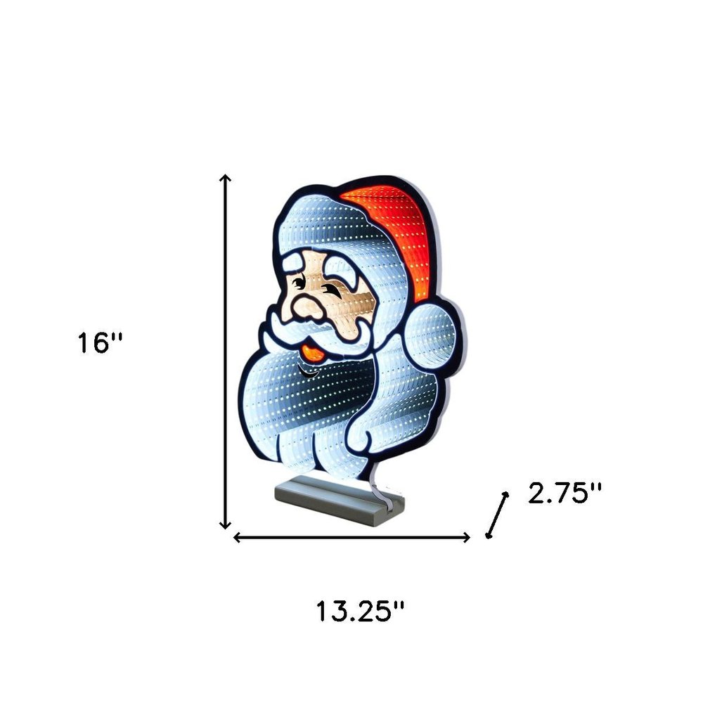 16" Red And White Acrylic Christmas Santa Tabletop Sign with LED