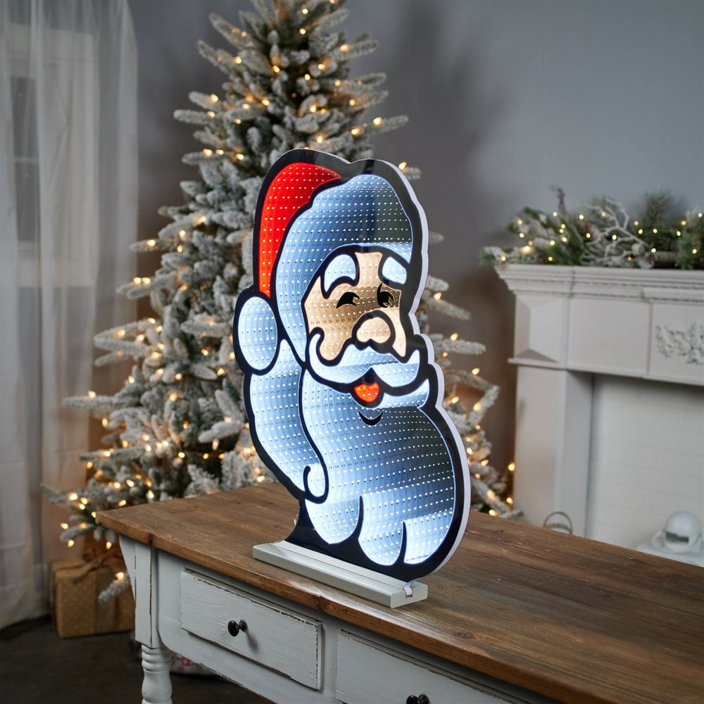 20" Red And White Acrylic Christmas Santa Tabletop Sign with LED