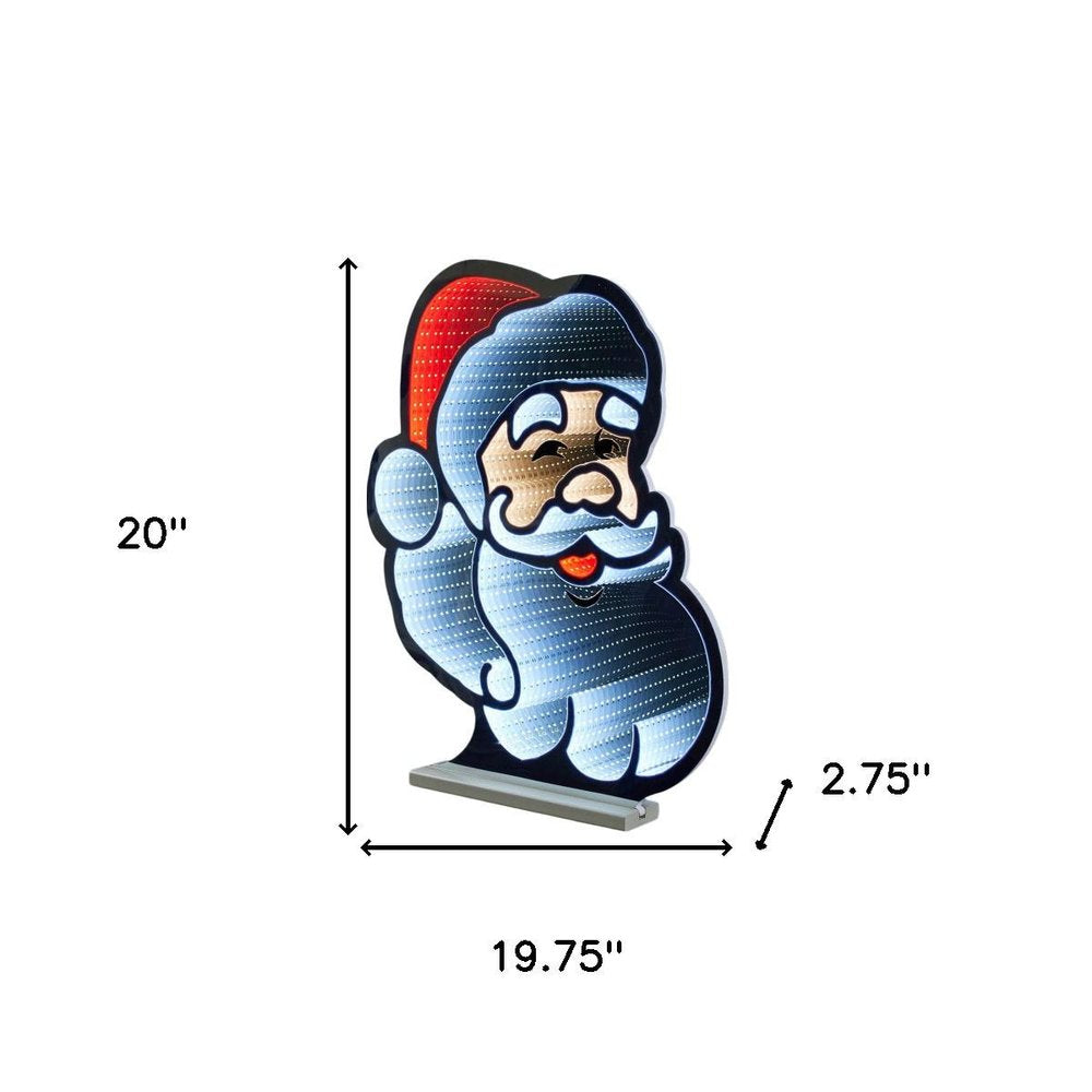 20" Red And White Acrylic Christmas Santa Tabletop Sign with LED