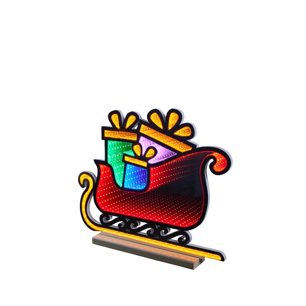 15" Green Orange And Red Acrylic Christmas Tabletop Sign with LED