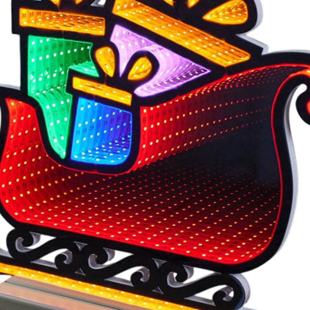 15" Green Orange And Red Acrylic Christmas Tabletop Sign with LED