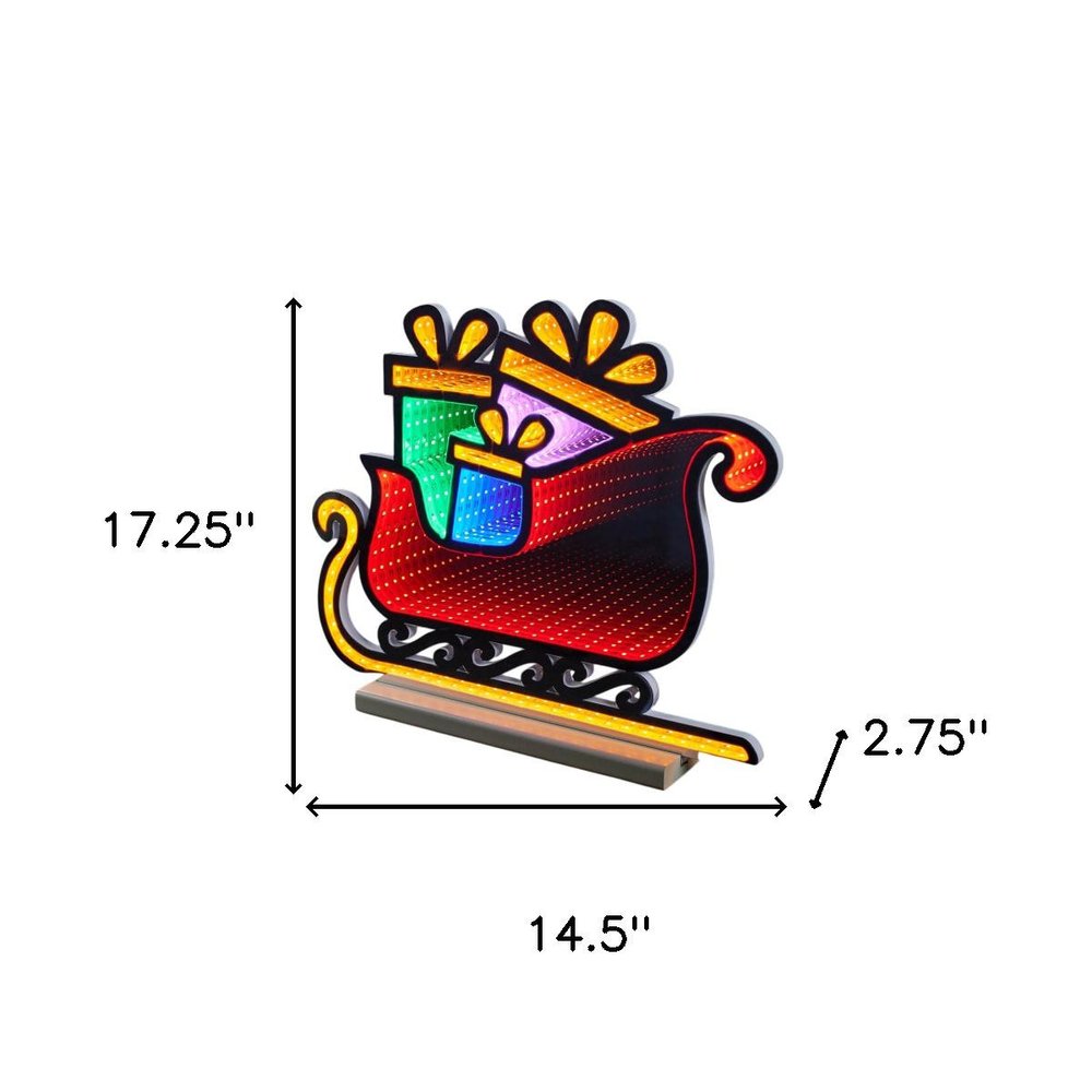 15" Green Orange And Red Acrylic Christmas Tabletop Sign with LED