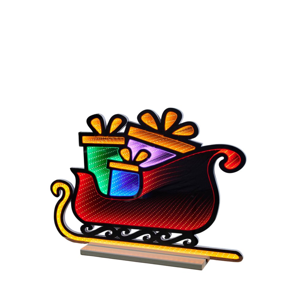 18" Green Orange And Red Acrylic Christmas Tabletop Sign with LED