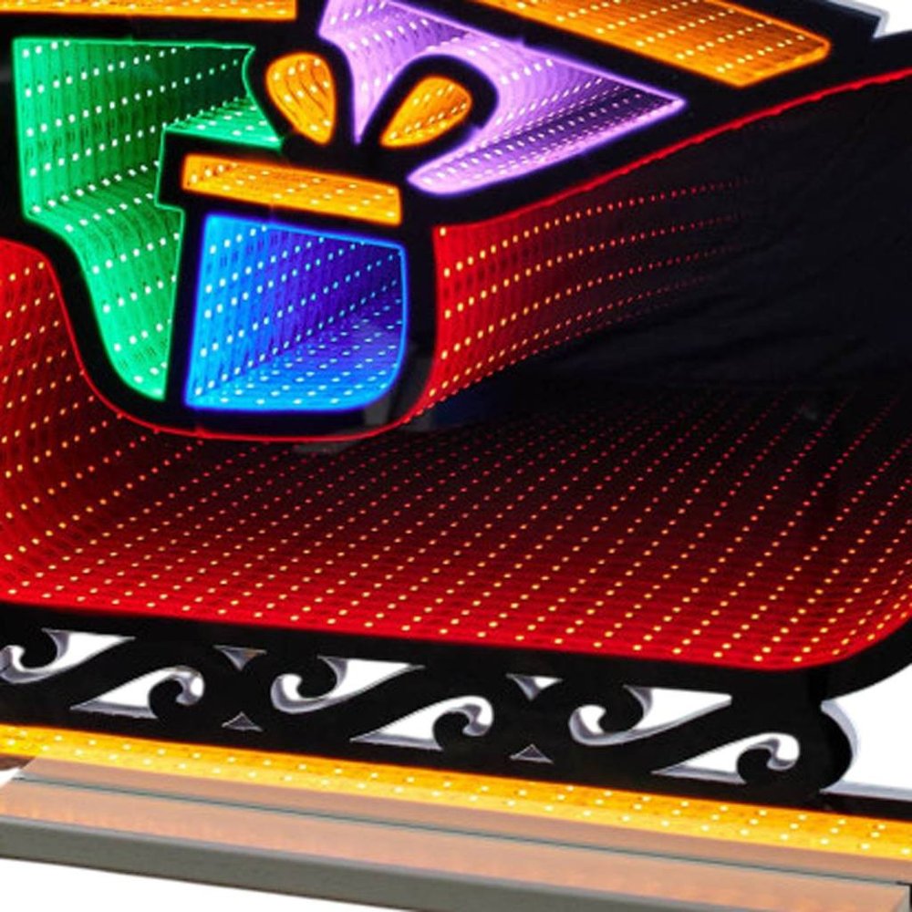 18" Green Orange And Red Acrylic Christmas Tabletop Sign with LED