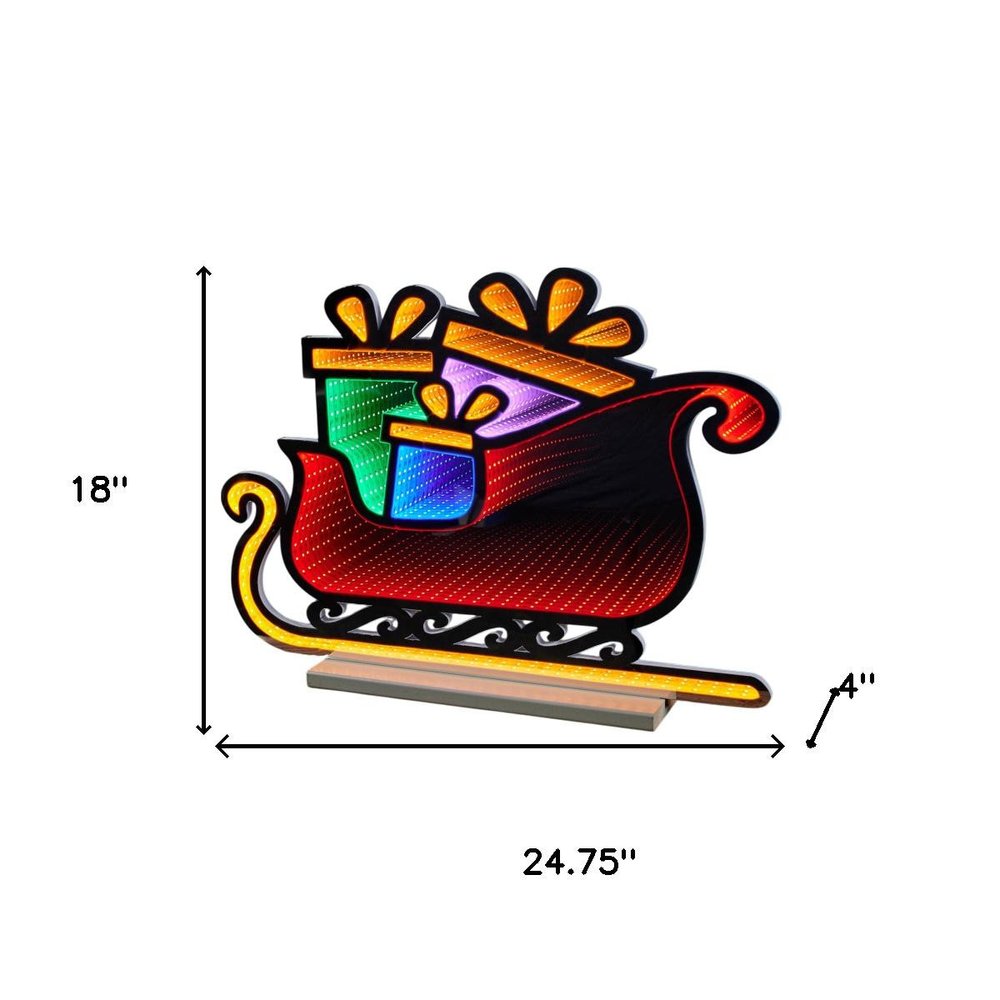 18" Green Orange And Red Acrylic Christmas Tabletop Sign with LED