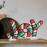 13" Red Green And White Acrylic Christmas Tabletop Sign with LED