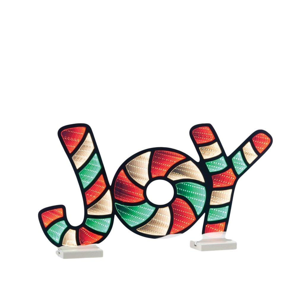 13" Red Green And White Acrylic Christmas Tabletop Sign with LED