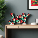 13" Red Green And White Acrylic Christmas Tabletop Sign with LED