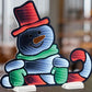 18" White Red And Green Acrylic Christmas Snowman Tabletop Sign with LED