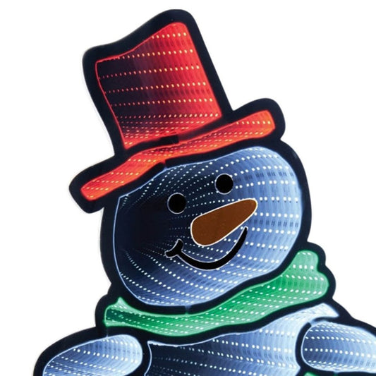 18" White Red And Green Acrylic Christmas Snowman Tabletop Sign with LED