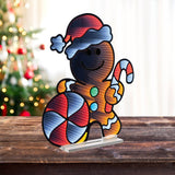 31" Brown And White Acrylic Christmas Tabletop Sign with LED