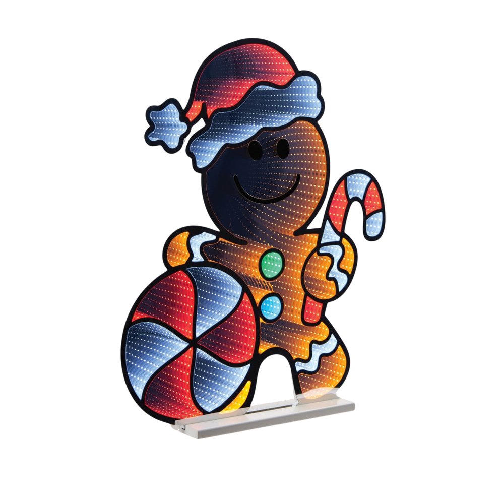 31" Brown And White Acrylic Christmas Tabletop Sign with LED