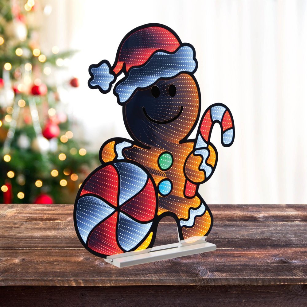 31" Brown And White Acrylic Christmas Tabletop Sign with LED