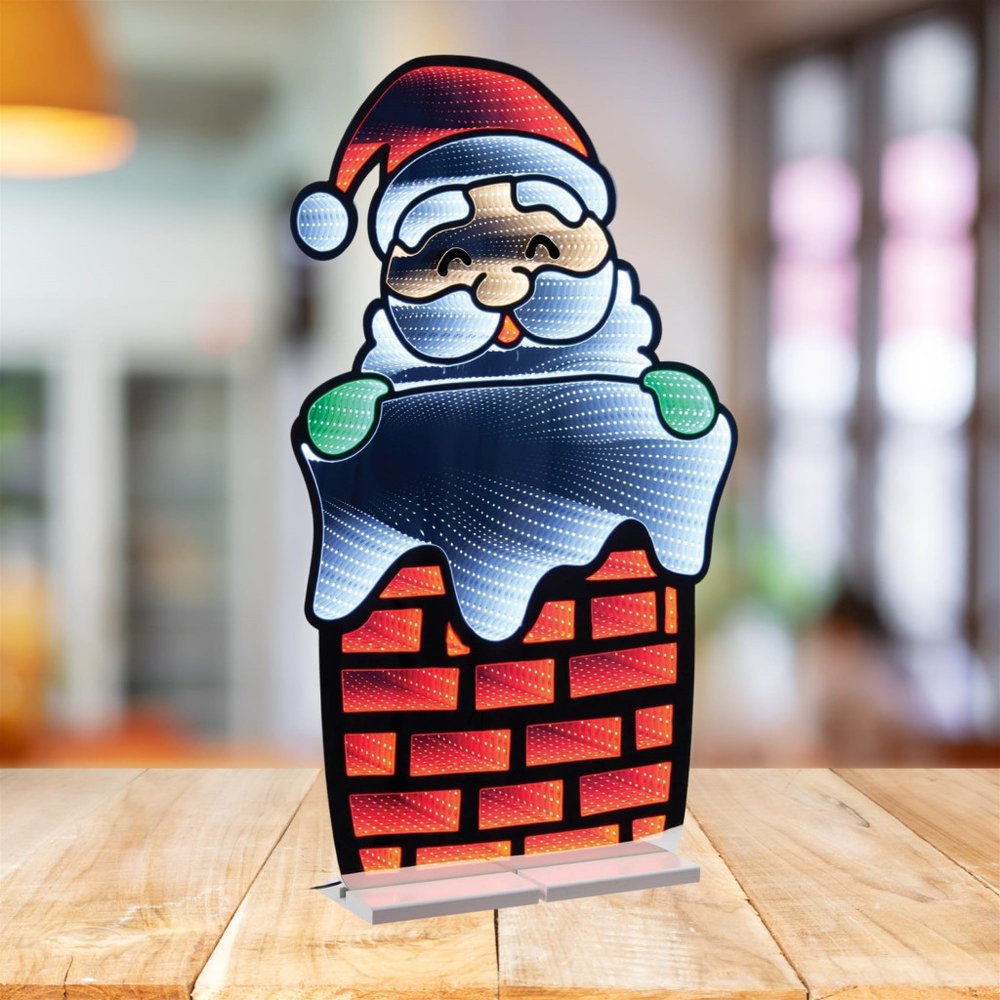 35" Red And White Acrylic Christmas Santa Tabletop Sign with LED