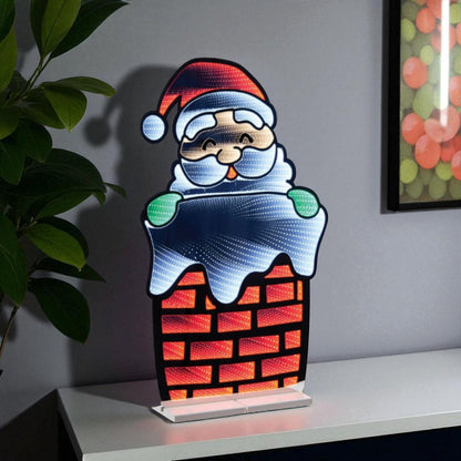 35" Red And White Acrylic Christmas Santa Tabletop Sign with LED