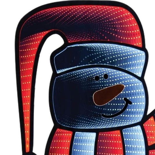 36" White And Red Acrylic Christmas Snowman Tabletop Sign with LED