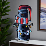 36" White And Red Acrylic Christmas Snowman Tabletop Sign with LED