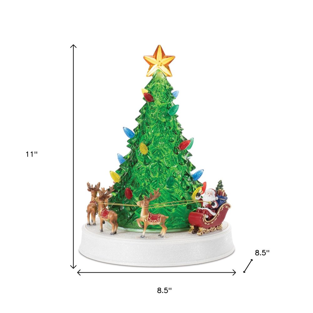 11" Red And Brown Plastic Trees Christmas Christmas Tree Tabletop Sculpture with LED
