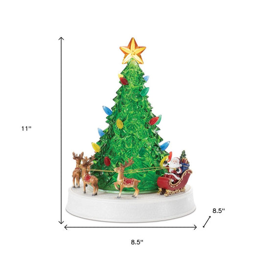 11" Red And Brown Plastic Trees Christmas Christmas Tree Tabletop Sculpture with LED