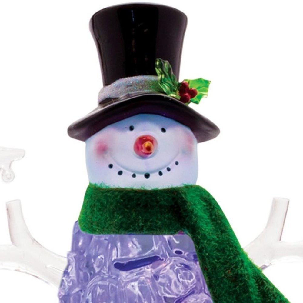15" White Plastic Trees Christmas Snowman Tabletop Sign with LED