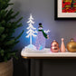 15" White Plastic Trees Christmas Snowman Tabletop Sign with LED
