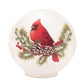Set of Two White And Red Glass Bird Tabletop Sculpture with LED